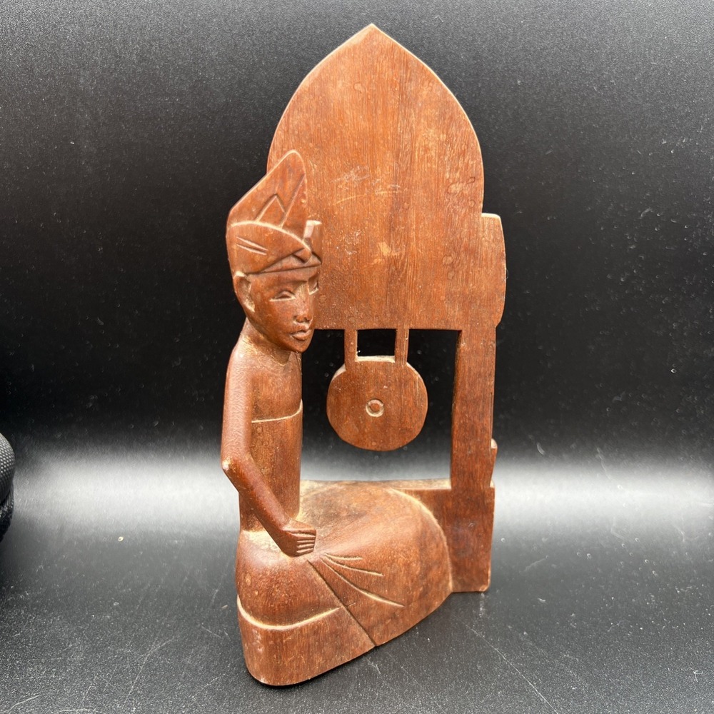 Gamelan Orchestra Indonesian Carved Wooden Musician Figurine 7"‎ Bali Folk Art